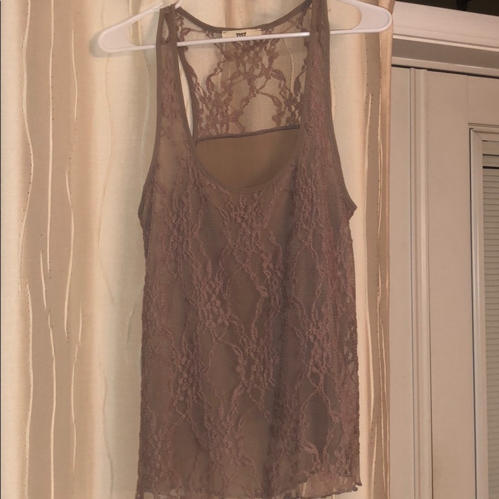 Pretty lace tank- unique brownish/ purple color!